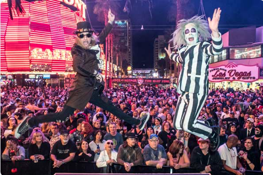 Clown flew over the crowd at Fremont Street Experience